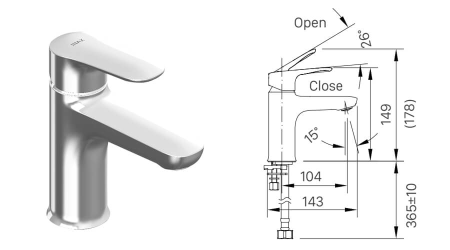 Bản vẽ kỹ thuật vòi bồn rửa mặt INAX LFV-22S