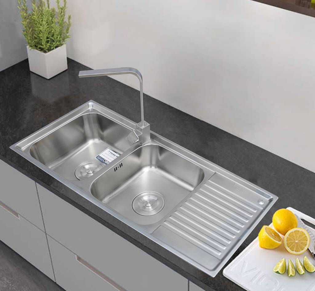 Chậu rửa bát lắp bán âm bàn đá
