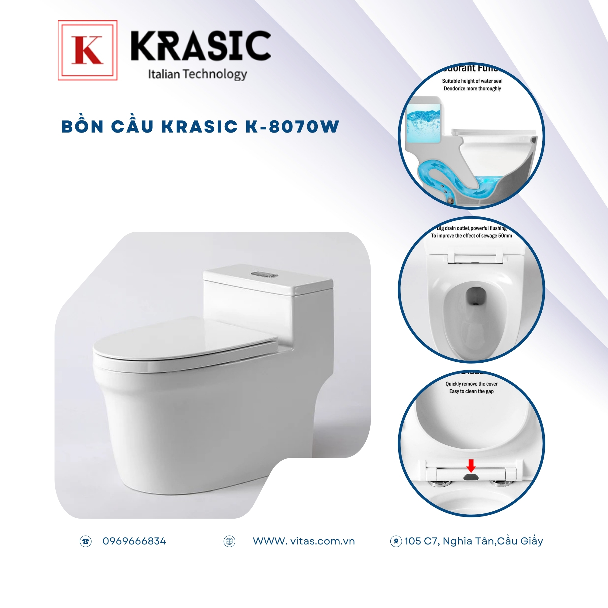 Bồn cầu liền khối Krasic K-8070W